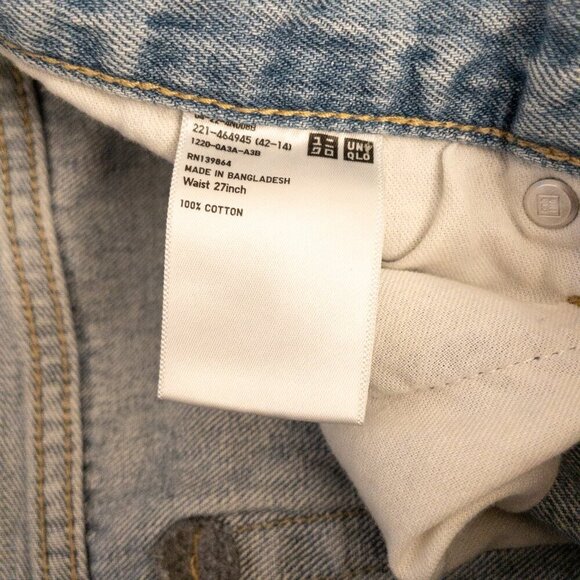 UNIQLO High Rise Distressed Denim Shorts Raw Hem Light Wash 100% Cotton - Picture 3 of 3